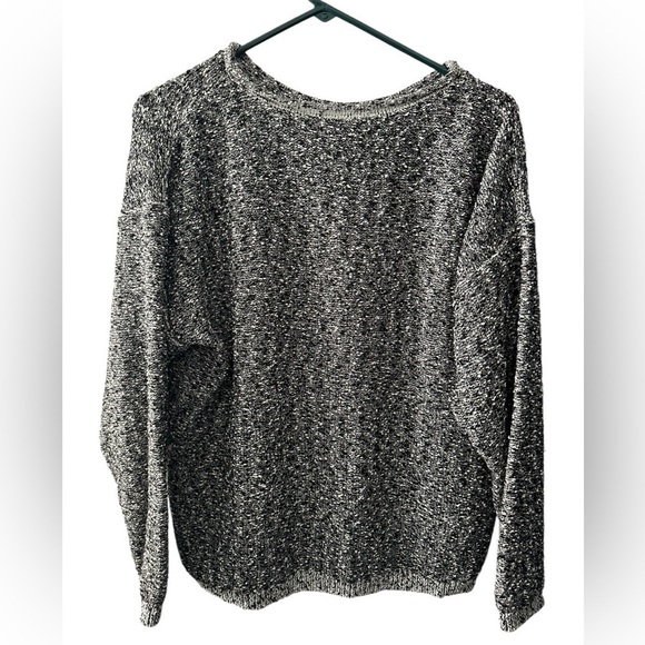 United Knitwear crewneck black/white heathered sweater size L Made in the USA - Picture 3 of 10